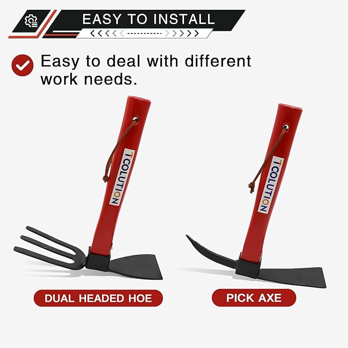 Garden Tool Set with Tool Box 4 Piece Heavy Duty Gardening Tools Kit with Hoe Rake Shovel Fork Non Slip Handle Garden Hand Tools for Digging Weeding Planting-PurrikoPets