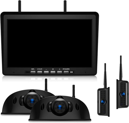 10.1" RV Backup Camera Wireless System Plug and Play, Pre-Wired for Furrion RV Trailer Camper, HD 1080P Quad Split Monitor with 2 Rear View & 2 Side View Cameras, IP69K Waterproof, BY504-PurrikoPets