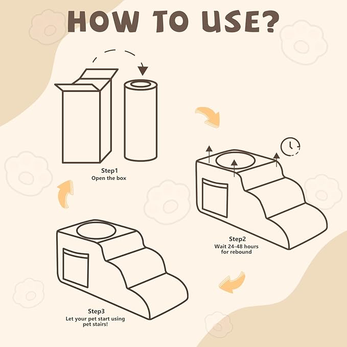 Dog Stairs, Dog Stairs for Small Dogs, 3-Step Pet Stairs, Dog Steps for Bed, Dog ramp, pet Stairs for high beds, Old Dog pet Steps, Non-Slip Pet Step Indoor, Grey-PurrikoPets