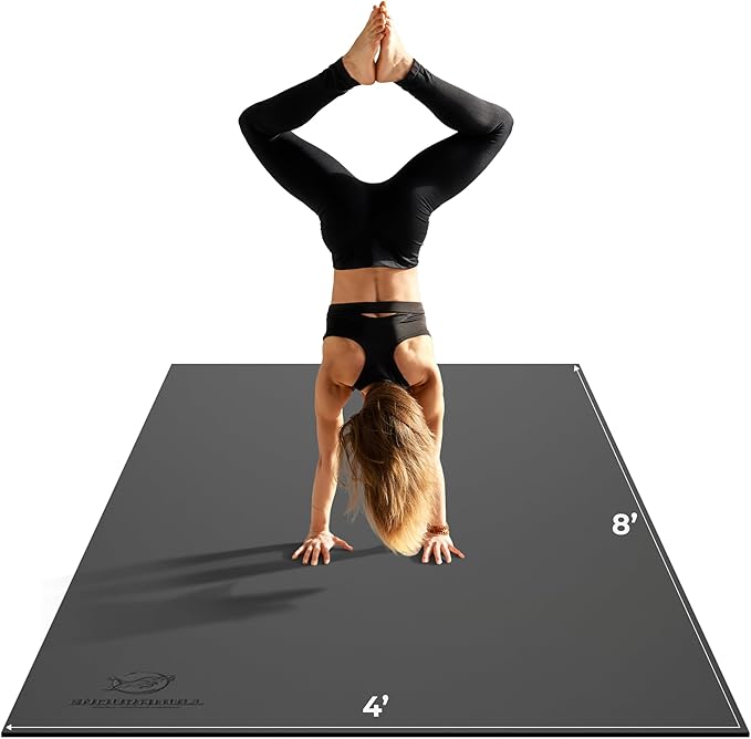 8FT x 4FT Extra Large Exercise Mat - PVC Floor Workout Mat with Carry Bag, Cleaning Cloth - Non slip Thick Workout Mats for Home Gym Flooring, Fitness Training Mat for Weights Pilates Cardio-PurrikoPets