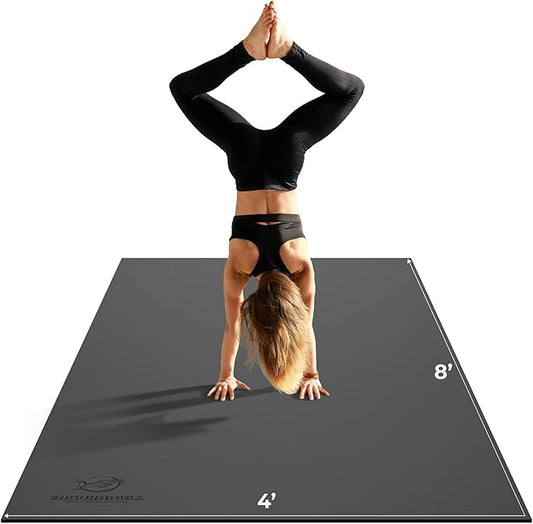 8FT x 4FT Extra Large Exercise Mat - PVC Floor Workout Mat with Carry Bag, Cleaning Cloth - Non slip Thick Workout Mats for Home Gym Flooring, Fitness Training Mat for Weights Pilates Cardio-PurrikoPets