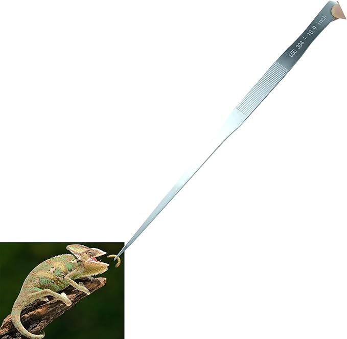 Extra Long Tweezers, Aquascape Tools, 18.9 inch Fecsam Aquarium Stainless Steel Large Feeding Tongs for Fish Tank, Terrarium，Aquascaping, Reptile Snake (Straight)-PurrikoPets