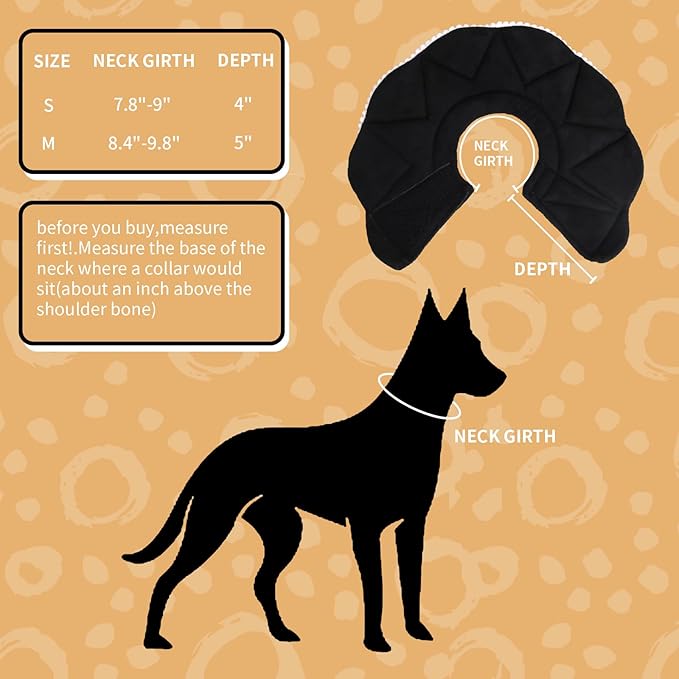 Adjustable Small Dog Cone,Soft Cat Recovery Cone Collar,Cute Cat Surgery Collar for Kitten,Puppy,Black,Medium-PurrikoPets