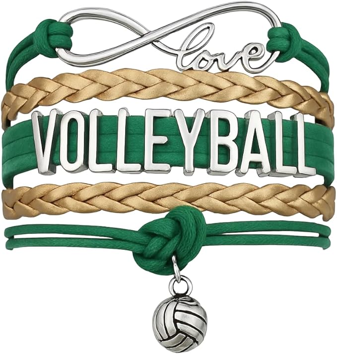 Volleyball Bracelets For Girls- Ideal Volleyball Gifts & Souvenirs. Adjustable Charm Bracelet with Moveable Letters, Infinity Symbol & Silver Volleyball Charm. Fashionable Bracelets by SportyBella.