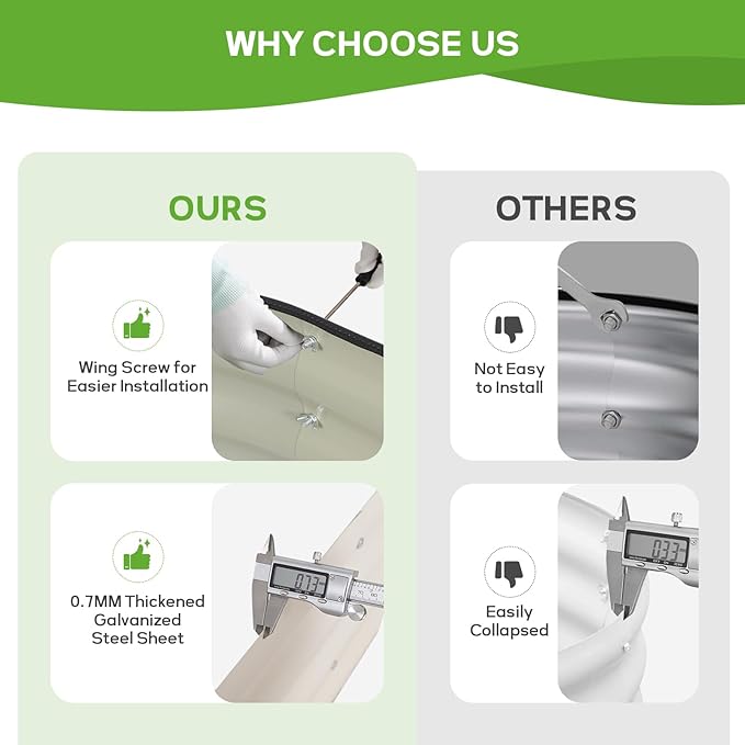 Galvanized Raised Garden Bed Outdoor - 4×2×1ft Planter Raised Beds for Gardening | Oval Metal Garden Planter Box with Safety Edging and Gloves for Vegetables Fruits and Flowers - White-PurrikoPets