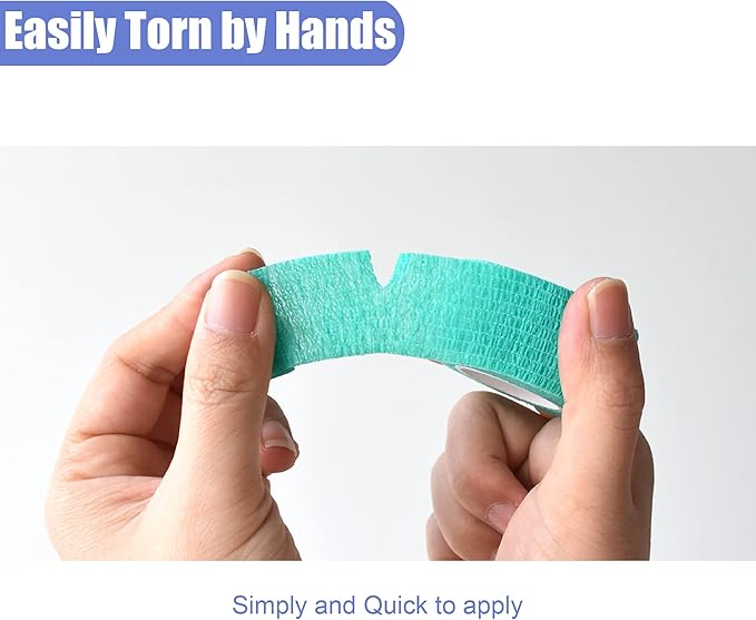 9 Pack 1" x 5 Yards Self Adhesive Bandage Wrap Self Stick Wrap for Ankle, Wrist, Finger, Sports, Breathable Cohesive Vet Tape for Pets (Middle Green)-PurrikoPets