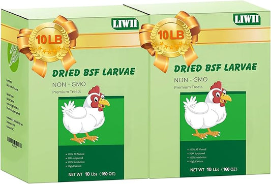 20LB Dried Black Soldier Fly Larvae, 86X Calcium Than Dried Mealworms, High Protein Non-GMO Organic Chicken Feed-PurrikoPets