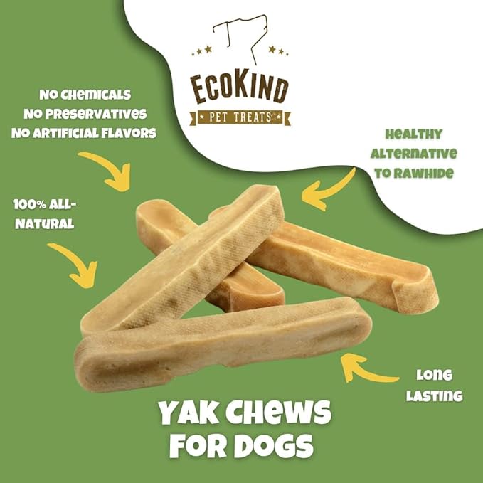 EcoKind Premium Gold Yak Cheese Himalayan Dog Chews, Dog Treats Large Breed, All Natural, High Protein, for Aggressive Chewers, Large - 2 Chews-PurrikoPets