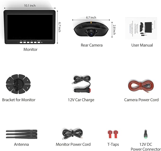 10.1" RV Backup Camera Wireless System Plug and Play, Pre-Wired for Furrion RV Trailer Camper Motorhome, HD 1080P DVR Monitor with Rear View Camera, IR Night Vision IP69K Waterproof, BY5-PurrikoPets