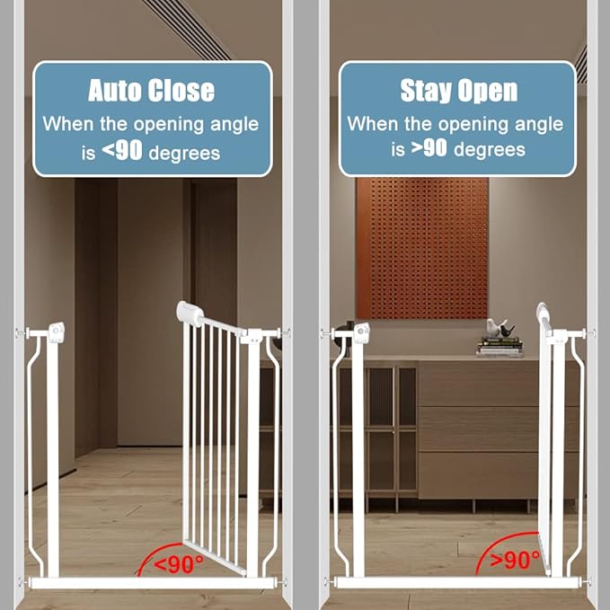 29-34 Inch Wide Baby Gate for Stairs Dog Gate Indoor Pressure Mounted No Drill Safety Child Gates for Kids or Pets Auto Close Pet Gates White-PurrikoPets