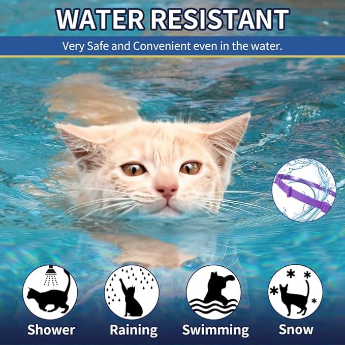 4 Pack Flea Collar for Cats, 32 Months Flea and Tick Prevention for Cats, Waterproof Cat Flea Collar, Natural Cat Flea and Tick Treatment, Adjustable Flea and Tick Collar for Cats Kittens(Grey&Purple)-PurrikoPets