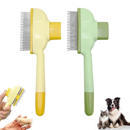 2Pcs Flea Comb for Cats Dogs,Long & Short Stainless Steel Metal Teeth for Shedding and Tangles,Cat Combs for Indoor Cats-PurrikoPets