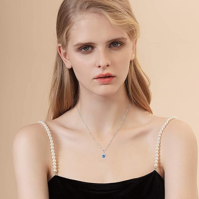 FANCIME Birthstone Necklaces for Women Fine Jewelry Sterling Silver Dainty Infinity Pendant Anniversary Birthday Christmas Gifts for Her Wife Mom Lady Daughter, Chain 16"+2" Extend