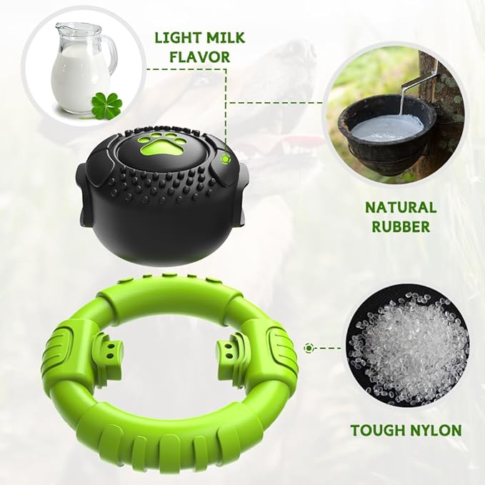 Dog Toys for Aggressive Chewers Large Medium Small Breed Indestructible Durable Tough Squeaky Dog Chew Toys to Keep Them Busy Nylon Rubber Interactive Dog Toys-PurrikoPets