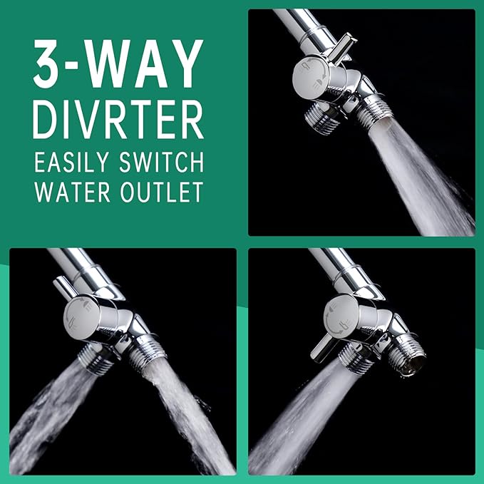 3 Mode Dog Shower Attachment, High Pressure Handheld Sprayer with ON/OFF Switch, G1/2" Metal Shower Diverter, 78 Inches Stainless Steel Hose, No Drill Hook, for Indoor Pet Bathing and Washing-PurrikoPets