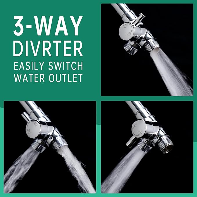 3 Mode Dog Shower Attachment, High Pressure Handheld Sprayer with ON/OFF Switch, G1/2" Metal Shower Diverter, 118 Inches Stainless Steel Hose, No Drill Hook, for Indoor and Outdoor Pet Bat-PurrikoPets