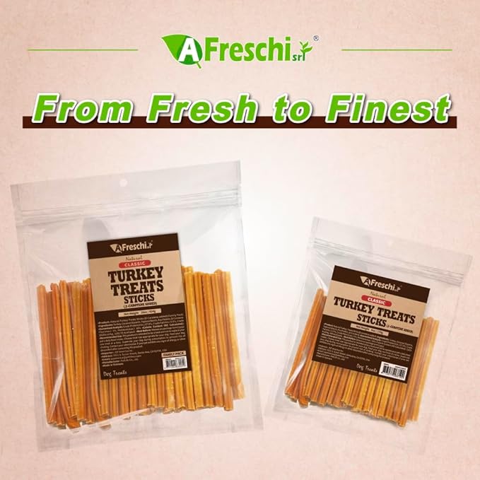 Afreschi Turkey β-Carotene Stick Dog Treats – 6 oz, USA-Sourced Trukey, All-Natural, Hypoallergenic, Low-Fat, Healthy & Easily Digestible, Puppy & Training Snack-PurrikoPets