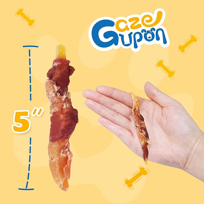 gazeupon Dog Treats，Chicken&Duck Wrapped Sweet Potato，Healthy Training Snacks for Dogs, Rawhide Free,14.1 oz-PurrikoPets