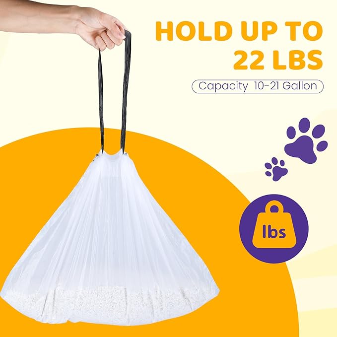 160 Count Cat Litter Box Liners with Drawstring Compatible with Litter-Robot 3/4 Heavy Duty Cat Litter Bags Waste Bags Replacement-PurrikoPets