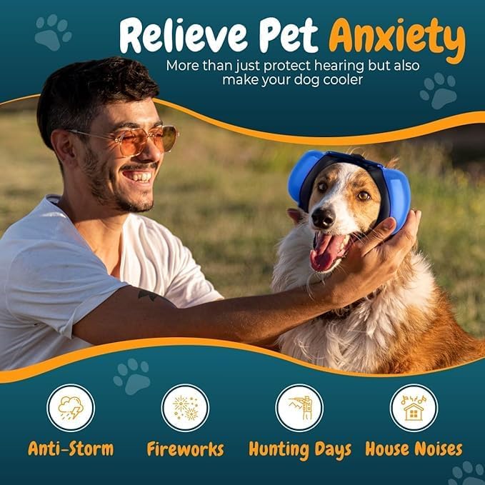 Dog Ear Muffs for Noise Protection, 29dB NRR Dog Earmuffs, Noise Cancelling Headphones for Dogs-PurrikoPets