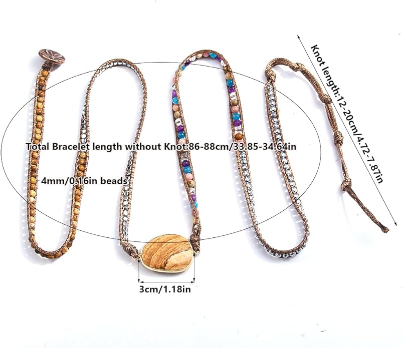 ZOSOJONA Women Wrap Bracelet Boho Natural Jasper Crystal Stone Beads Strand Bracelets