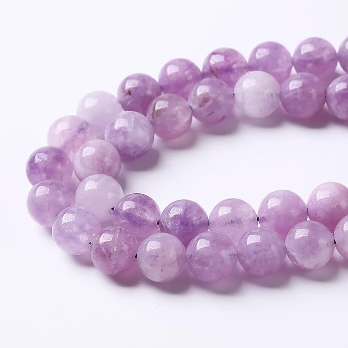 10mm 37pcs Natural Lavender Amethyst Beads Round Loose Gemstone Crystal Energy Healing Power Stone Beads for Jewelry Making DIY Bracelet 15 Inch