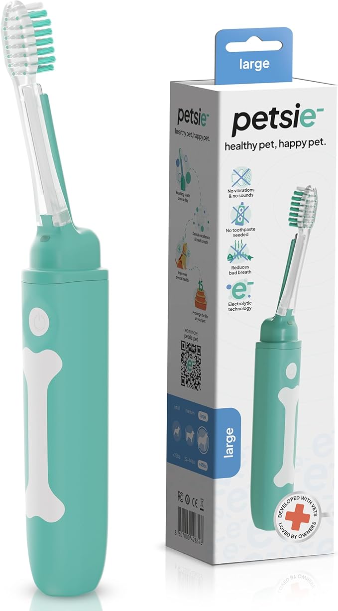 Dog Toothbrush | Innovative Eletrolytic Technology | Improves Oral Health & Reduces Bad Breath | No Vibrations & Silent Teeth Cleaning Brush | No Toothpaste Needed | Dog Teeth Cleaning Kit-PurrikoPets