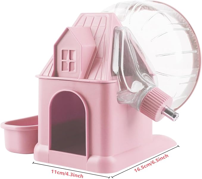 4 in 1 Silent Large Hamster Wheel Multifunctional Hamster Running Wheel Quite Running Spinner Wheel Accessories with Food Bowl Water Bottle for Hamsters Dwarf Gerbil (Pink)-PurrikoPets