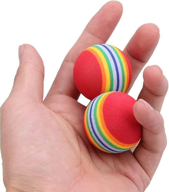 12 Pack Rainbow Cat Toy Balls Soft EVA Foam Interactive Indoor Kittens Favorite Toys 1.38" Dia. Small Dogs Puppies Toy Balls Bulk Activity Chase Quiet Play Sponge Ball-PurrikoPets