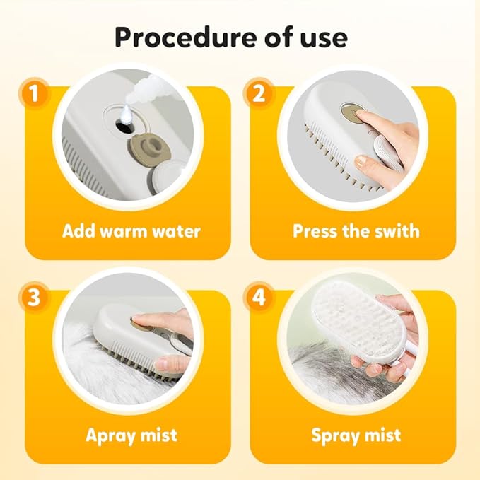 3-In-1 Rechargeable Steamy Cat Brush, Deep Cleaning & Hair Removal System with Rotating Handle, 360° Massage for Cats & Dogs (Mix)-PurrikoPets