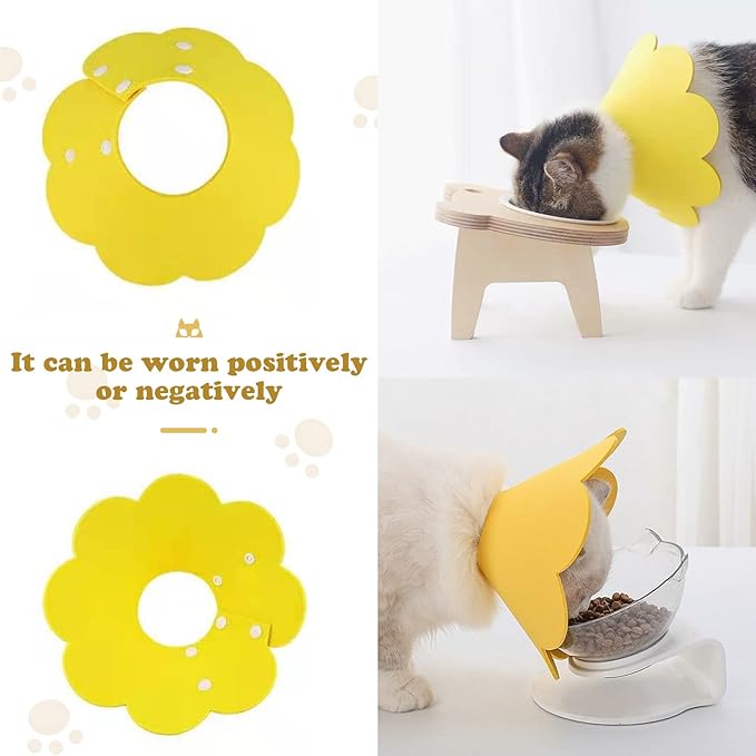 3-Piece Cat Recovery Collar Set - Sunflower Neck Cat Cone Anti-Licking Collars to Prevent Biting & Scratching (Pink, Orange, Yellow, S)-PurrikoPets