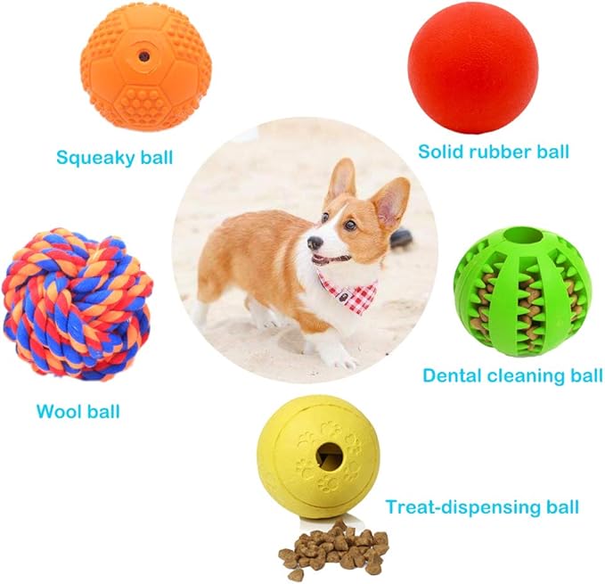 5 Different Functions Interactive Dog Toys for Puppies, Puppy Puzzle Toys for Small Dogs, Dog Balls for Small Dogs, Treat Dispensing Dog Toys, Squeaky Ball, Small Breed-PurrikoPets