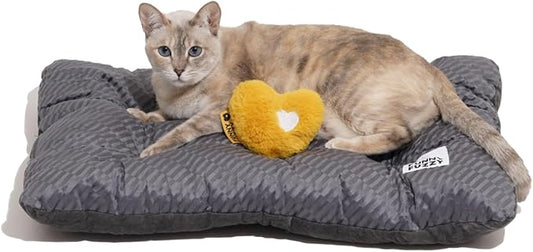FUNNY FUZZY 24x18 Washable Dog Bed Reversible Crate Mat, 2 in1 Orthopedic Puppy Bed for Small Dogs/Cats, Fluffy Deluxe Kennel Mattress,Sleeping Pad,Charcoal Grey,S-PurrikoPets