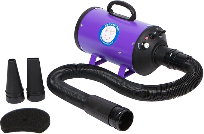 Flying Pig High Velocity Dog Pet Grooming Dryer w/Heater (Model: Flying One, Purple)-PurrikoPets