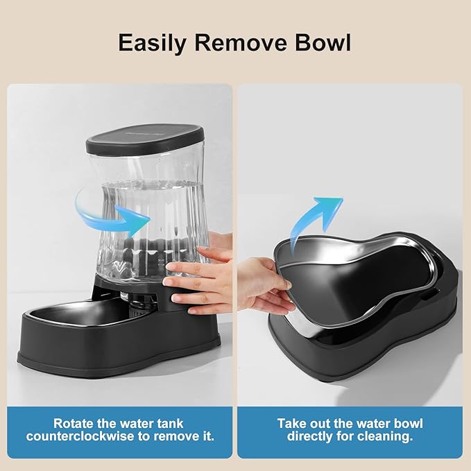Gardner Pet Automatic Dog Water Dispenser Gravity Stainless Steel Water Waterer Feeder, Large Capacity Water Feeding Bowls for Medium & Large-Sized Dogs Cats Other Pets -(2.1 Gallon)-PurrikoPets