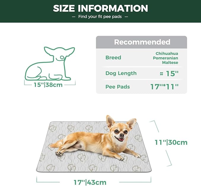 FXW Washable Pee Pads for Dogs, Puppy Pads with Super Absorbent, Specifically Designed for 18inch Cages, 17" × 11" Rectangle, Khaki, 4 Packs-PurrikoPets