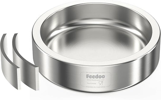 20oz Stainless Steel Cat Food & Water Bowl - Double Walled 304 Stainless Steel Non-Slip Cat Dish | BPA-Free & Dishwasher Safe for Indoor Cats-PurrikoPets