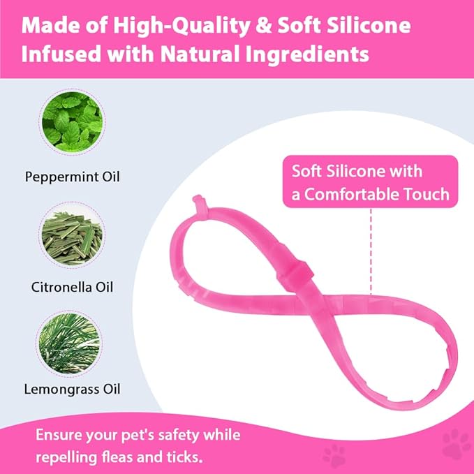 4 Pack Flea and Tick Collar for Cats, Natural Plant Oil Formula Cat Flea Collar Provides 32-Month Protection for Flea & Tick Prevention, Waterproof & Adjustable Cat Flea Treatment for Most Cats-PurrikoPets