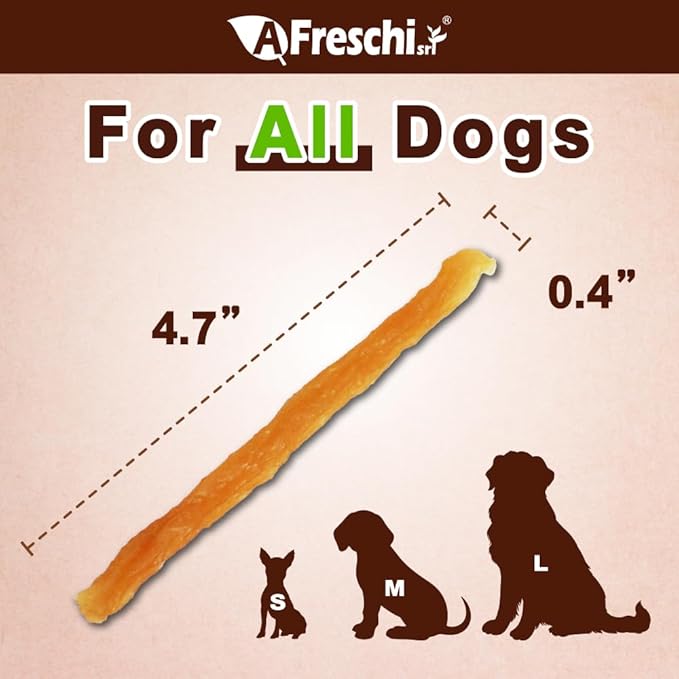Afreschi Soft Turkey Tendon Strip 3.5 oz, Dog Treats for Soft Series, All Natural Human Grade Dog Treat, Suitable for Training chew, USA-Sourced Turkey Tendon, Rawhide Alternative, Soft Stick-PurrikoPets