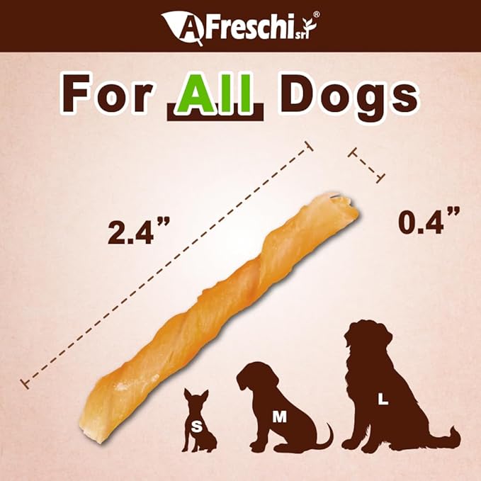 Afreschi Classic Turkey Tendon Coil (S) 3 oz, USA-Sourced Turkey Tendon, Dog Treats for Wrapped Series, All Natural Human Grade Dog Treat, Hypoallergenic, Rawhide Alternative-PurrikoPets
