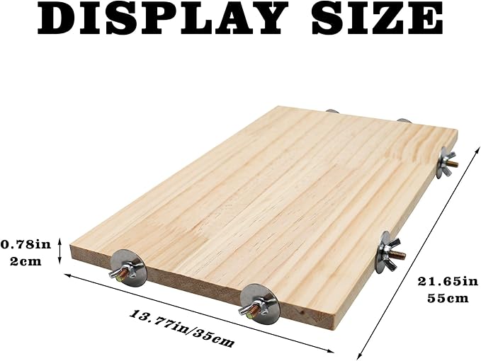 21.7 × 13.8 Inches Large Bird Perch Stand Platform, Natural Wooden Small Animals Cage Accessories, Rectangle Stand Perch Shelf for Parrot Parakeet Cockatiel Rat Hamster Guinea Pig Conure Chinchillas-PurrikoPets