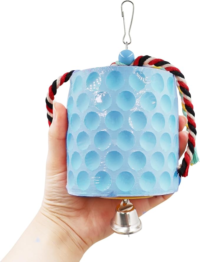 Extra Large Bird Chewing Toy, Parrot Beak Grinding Calcium Stone with Bells, Bird Cage Accessories, Cage Toys for Cockatiel Parakeet Parrot Budgies Rat Hamster Chinchilla Rabbit Bunny African Grey-PurrikoPets