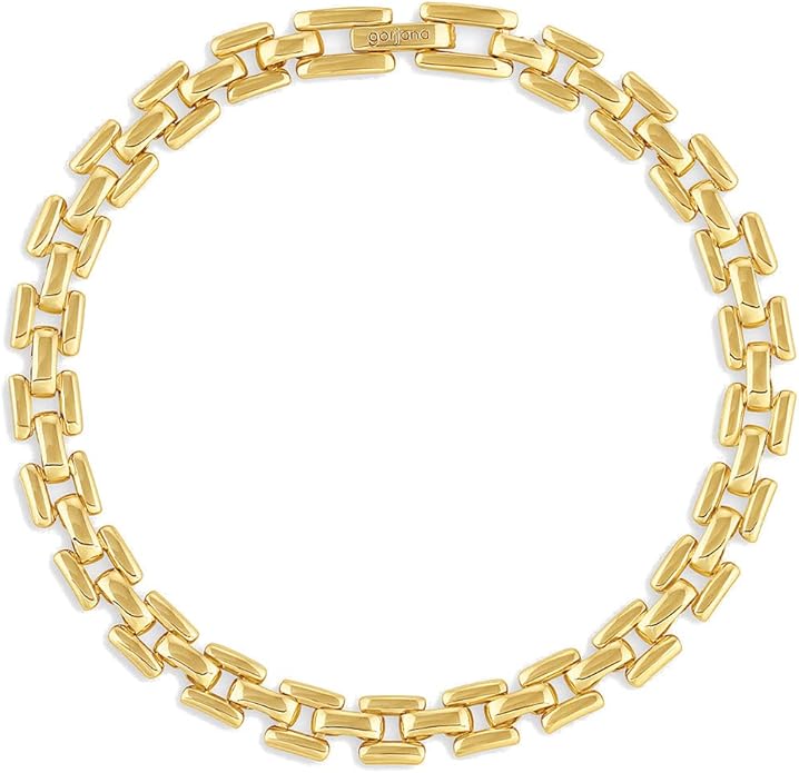 gorjana - Brooklyn Bracelet 7"-7 1/4" - 18k Gold Plated Brass - Textured Chain Links - Stylish Retro Design - Versatile Stacking, Lightweight Comfort