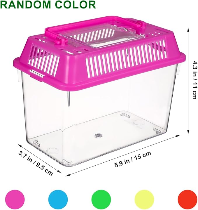 4pcs Mini Fish Tank: Portable Handheld Fish Tank Lightweight Aquarium Mini Portable Snail Terrarium Crabs Habitat for Shrimp Turtle Shrimp Goldfish Beach Toys Plastic (Random Color) 5.89X4.32X3.73In-PurrikoPets