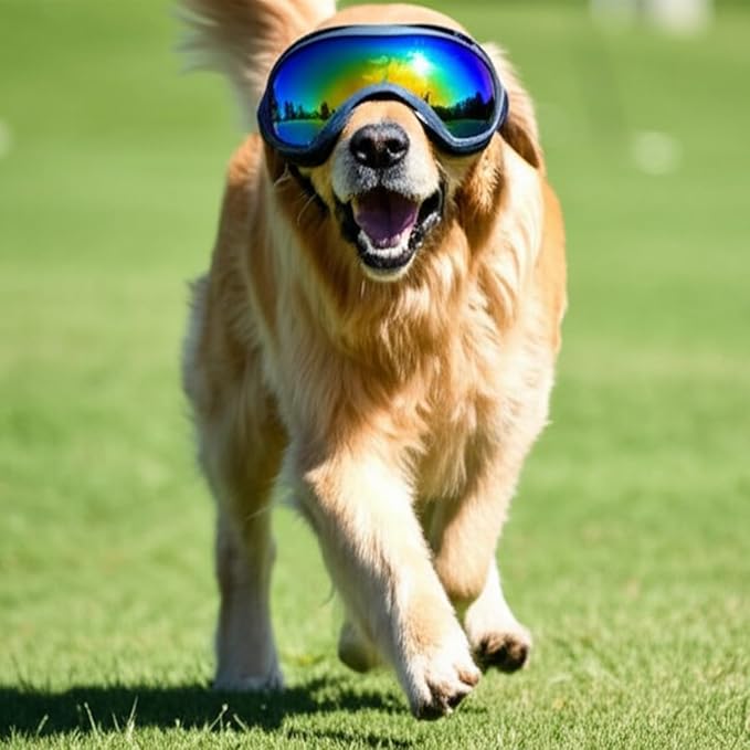 Dog Goggles for Large Breeds Anti-UV Sunglasses for Medium to Large Dogs, Windproof, Dustproof, Snowproof Eye Protection, Soft Frame Pet Goggles for Outdoor Activities (Colored Lens)-PurrikoPets