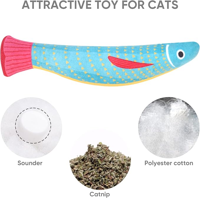4Pcs Catnip Toy, Plush Cat Toys with Jingly Bell, Bite Resistant Chew Toys, Catnip Filled Cartoon Cat Teething Chew Toy for All Cats-PurrikoPets