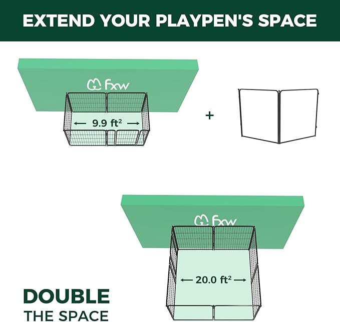 FXW Homeplus Unleashed Indoor Dog Playpen - Stress-Free and Safe Play, Heavy Duty 32 Inch 2 Acrylic Panels Dog Pen for Small and Medium Dogs, Black│Patented-PurrikoPets