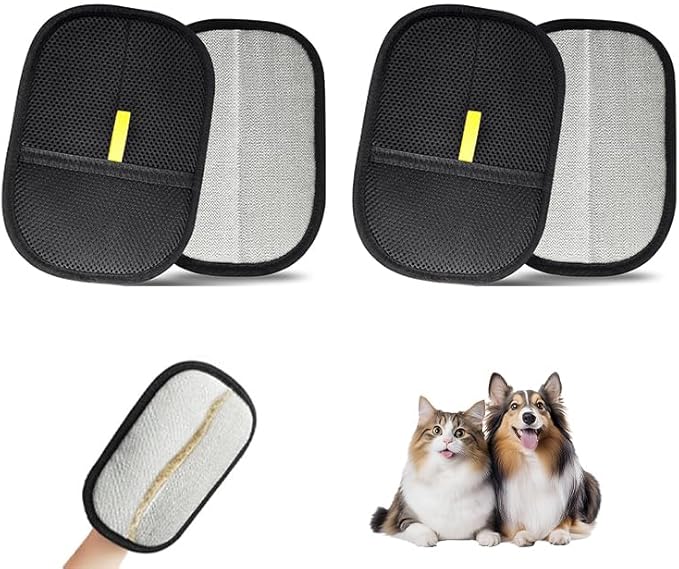 2025 Upgraded Pet Hair Removal Glove |Double-Sided – Reusable Grooming & Bathing Glove for Dogs and Cats |Soft Silcone Touch |Easy Deshedding and Cleaning Mitt (Black, 2 PCS)-PurrikoPets