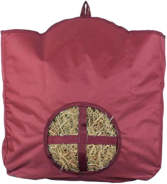 Dura-Tech Nylon Hay Bag for Horses | Color Burgundy | Enhances Digestion with Slow Consumption | Minimizes Hay Waste | Extremely Durable 600 Denier PVC Construction-PurrikoPets