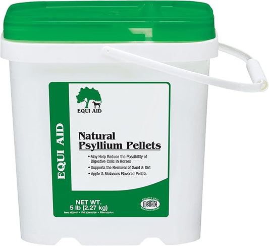 Farnam Equi Aid Natural Horse Psyllium Pellets Supplement for Horses, Supports Removal of Sand & Dirt From the Ventral Colon, 5 Pound, 16 Scoops-PurrikoPets